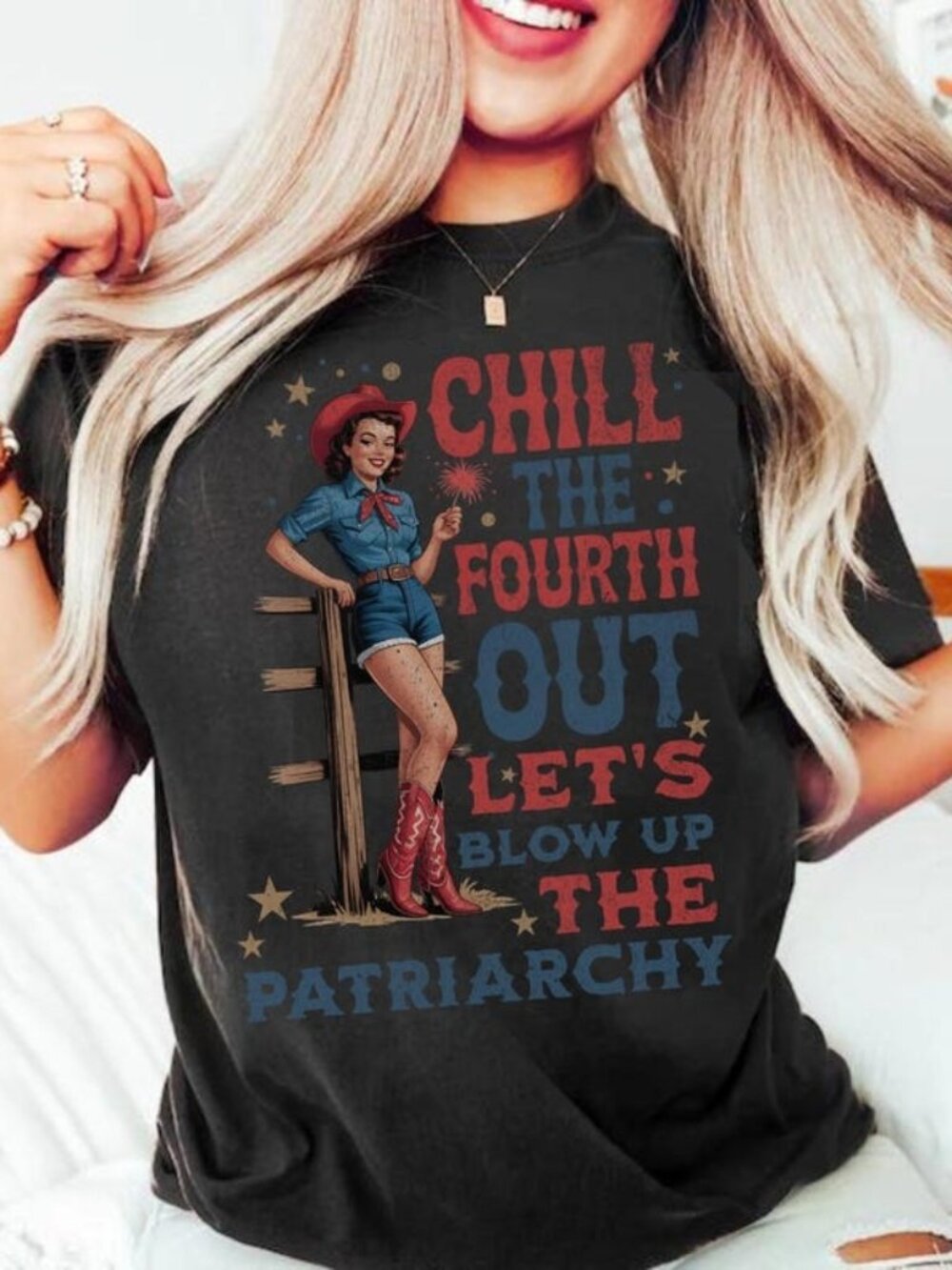 Chill The Fourth Out Feminist Graphic Tee, Patriotic Humor Shirt